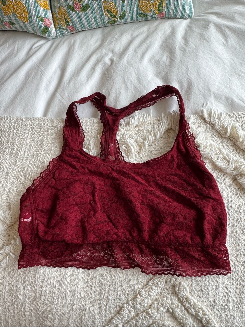 Lace Racerback Bralette in Deep Burgundy